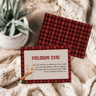 Flannel & fizz winter red black plaid Enclosure Invitation