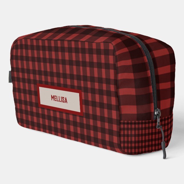 Flannel Fling before ring   red plaid bachelorette Dopp Kit (Right Corner)