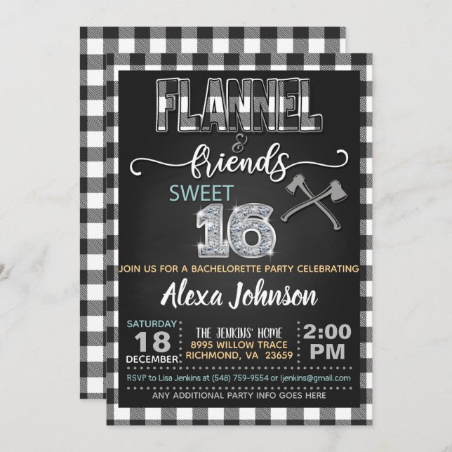 Flannel & Friends Party Invitation - WH (Front/Back)