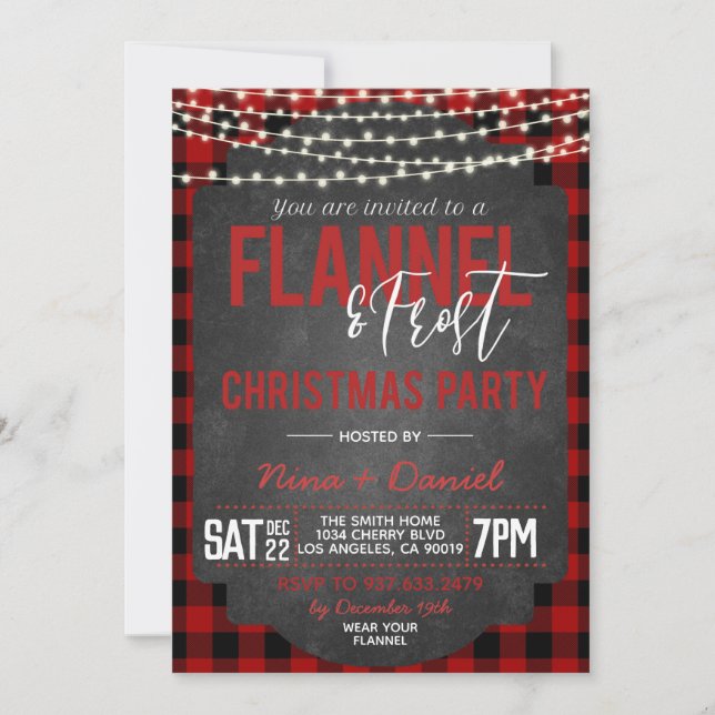 Flannel & Frost Christmas Party Invitation (Front)