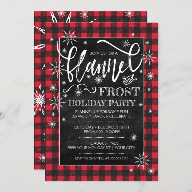 Flannel & Frost Holiday Party Invitation (Front/Back)
