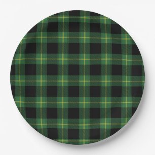 Flannel Green Buffalo Plaid Pattern Fall Autumn Paper Plate