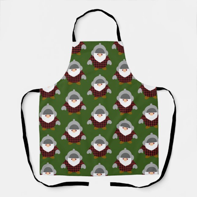 Flannel Holiday Gnome Pattern Apron (Front)