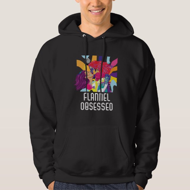 Flannel Obsessed Bisexual Rainbow Pride Bisexualit Hoodie (Front)