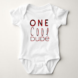 Flannel One Cool Dude   First Birthday Baby Bodysuit