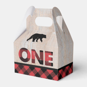 Flannel Plaid Buffalo Wilderness First Birthday Favour Box