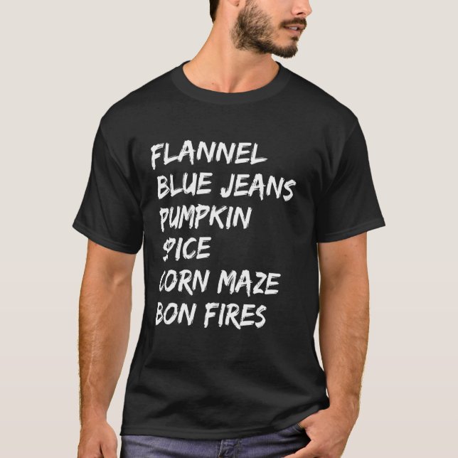 Flannel Pumpkin Spice Bon Fires Fall Autumn Activi T-Shirt (Front)