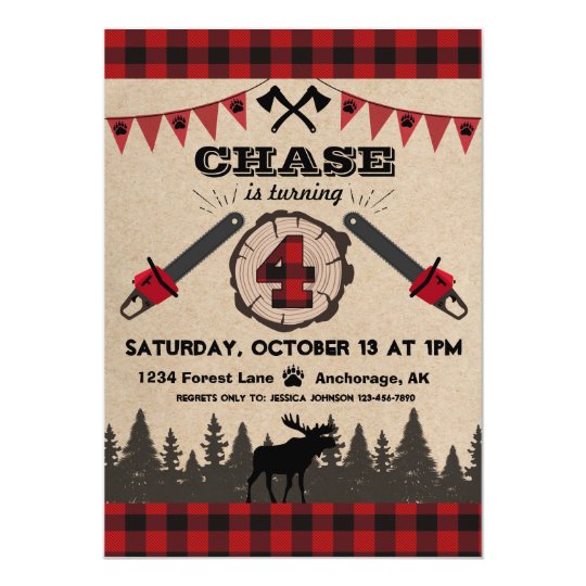 Flannel Wood Stump Forest Wilderness Birthday Card