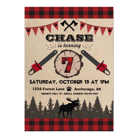 Flannel Wood Stump Forest Wilderness Birthday Card