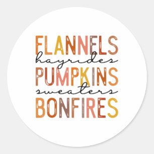 Flannels Hayriders Bonfires Pumpkins Leopard Fall Classic Round Sticker