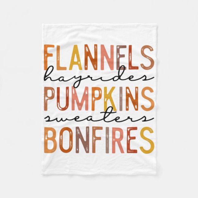 Flannels Hayriders Bonfires Pumpkins Leopard Fall  Fleece Blanket (Front)