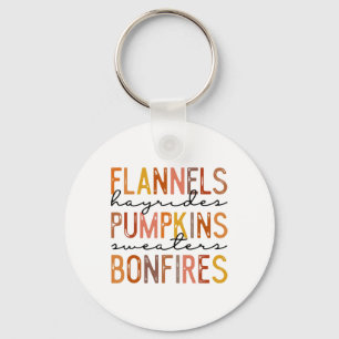 Flannels Hayriders Bonfires Pumpkins Leopard Fall Key Ring