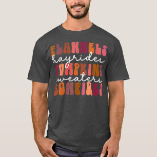 Flannels Hayrides Pumpkin Bonfires Vintage Retro A T-Shirt