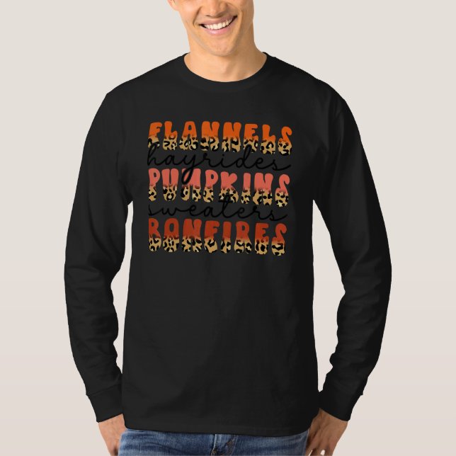 Flannels Hayrides Pumpkins Sweaters Bonfires Fall (Front)