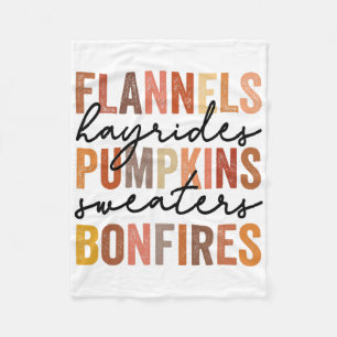 Flannels Hayrides Pumpkins Vintage Sweaters Bonfir Fleece Blanket