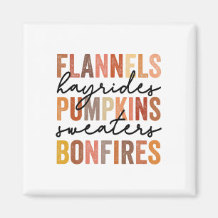 Flannels Hayrides Pumpkins Vintage Sweaters Bonfir Magnet