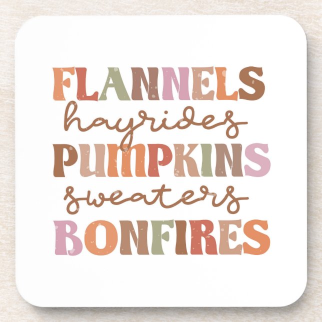 Flannels Pumpkins Bonfires Coaster (Front)