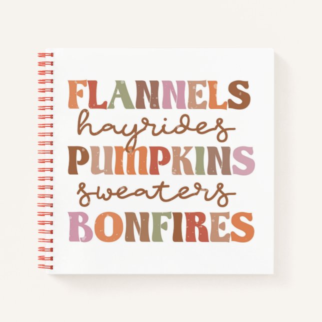 Flannels Pumpkins Bonfires Notebook (Front)