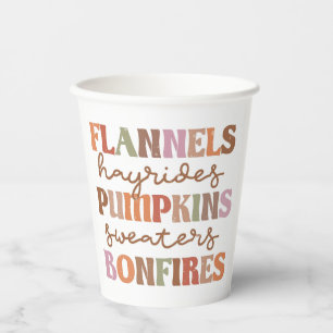 Flannels Pumpkins Bonfires Paper Cups