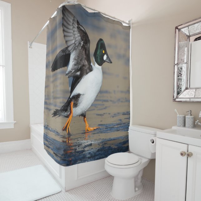 Flap of a goldeneye shower curtain (In Situ)