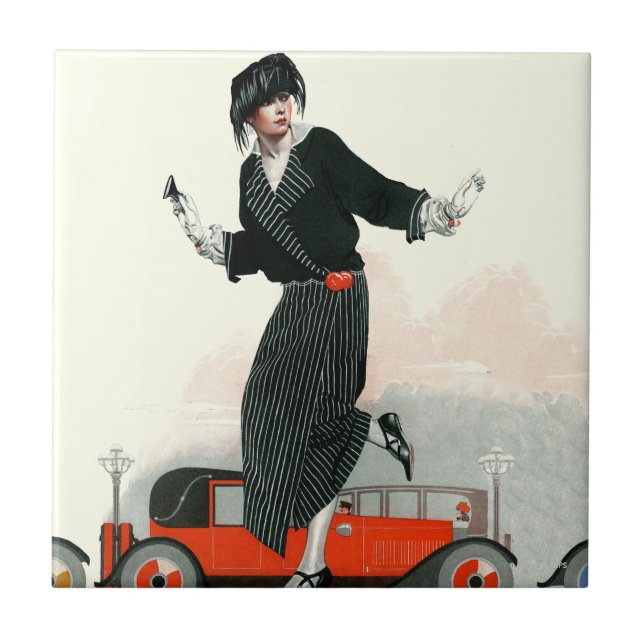 Flapper and Roadster Ceramic Tile (Front)