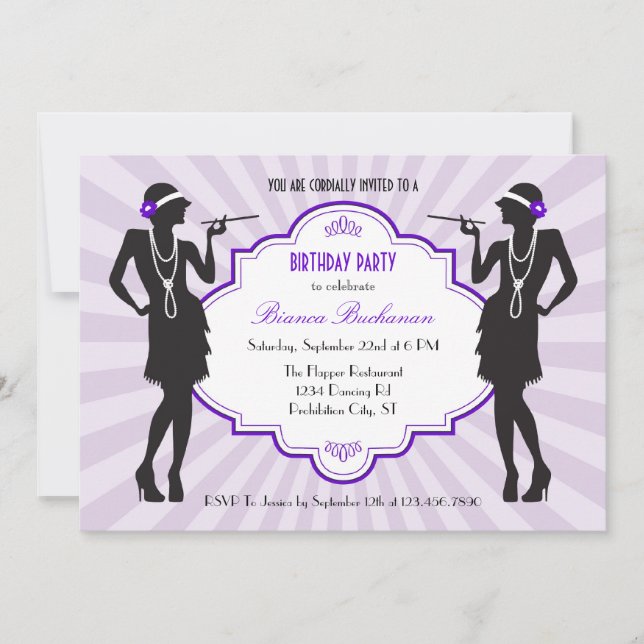 Flapper Birthday Party Invitation (Front)