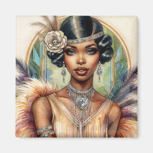 Flapper Black Woman Roaring 20s Glamour Magnet