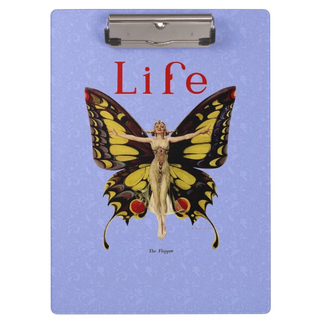 Flapper Butterfly Flying Woman Illustration Clipboard (Front)