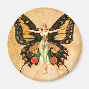 Flapper Butterfly Flying Woman Illustration Magnet