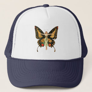 Flapper Butterfly Flying Woman Illustration Trucker Hat