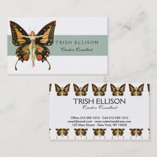 Flapper Butterfly Leyendecker Woman Illustration Business Card
