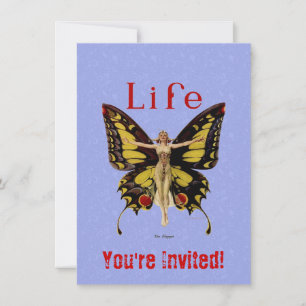 Flapper Butterfly Leyendecker Woman Illustration Invitation