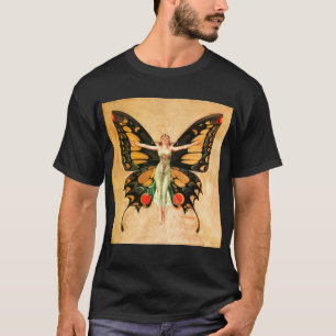 Flapper Butterfly Leyendecker Woman Illustration T-Shirt