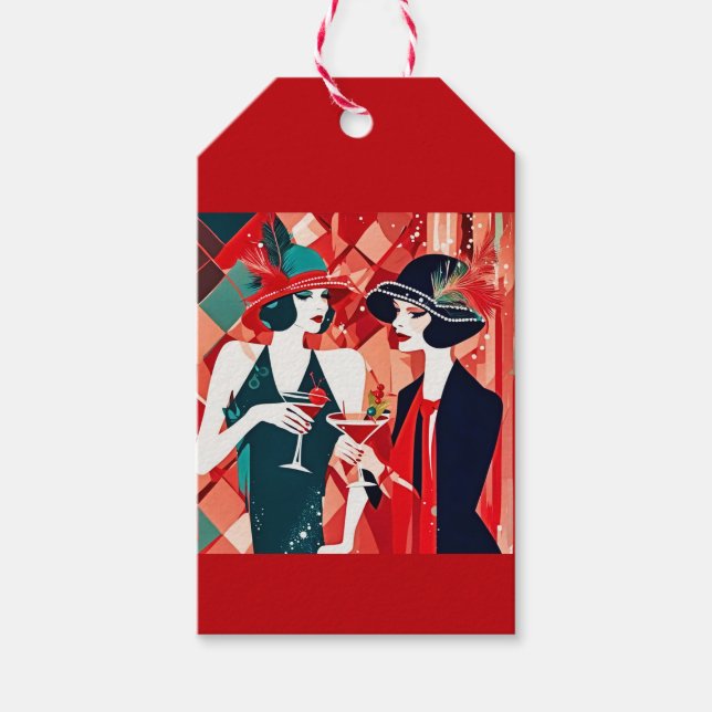 Flapper Christmas Party Gift Tags (Front)
