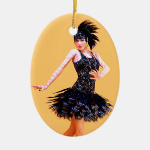 Flapper Dancing Vintage Ceramic Ornament