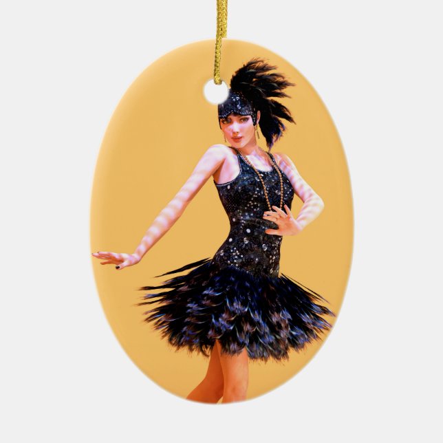 Flapper Dancing Vintage Ceramic Ornament (Front)