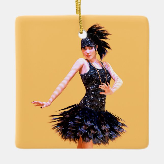Flapper Dancing Vintage Ceramic Ornament (Front)