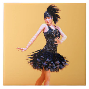 Flapper Dancing Vintage Ceramic Tile