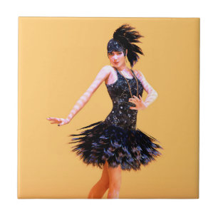 Flapper Dancing Vintage Ceramic Tile