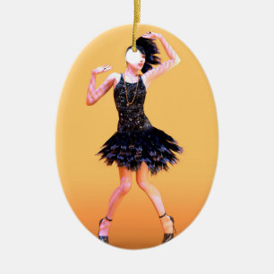 Flapper Dancing Vintage Ceramic Tree Decoration