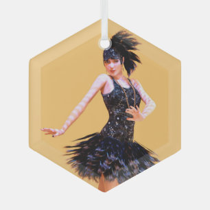 Flapper Dancing Vintage Glass Tree Decoration