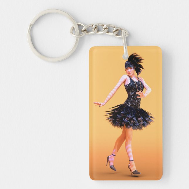 Flapper Dancing Vintage Key Ring (Front)