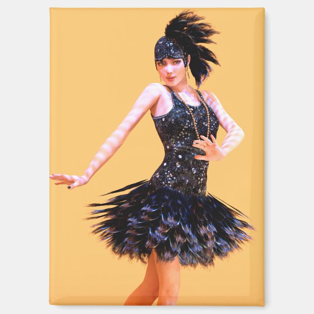 Flapper Dancing Vintage Magnet (Front)