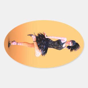 Flapper Dancing Vintage Oval Sticker