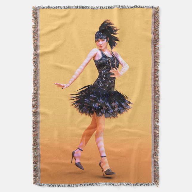 Flapper Dancing Vintage Throw Blanket (Front Vertical)