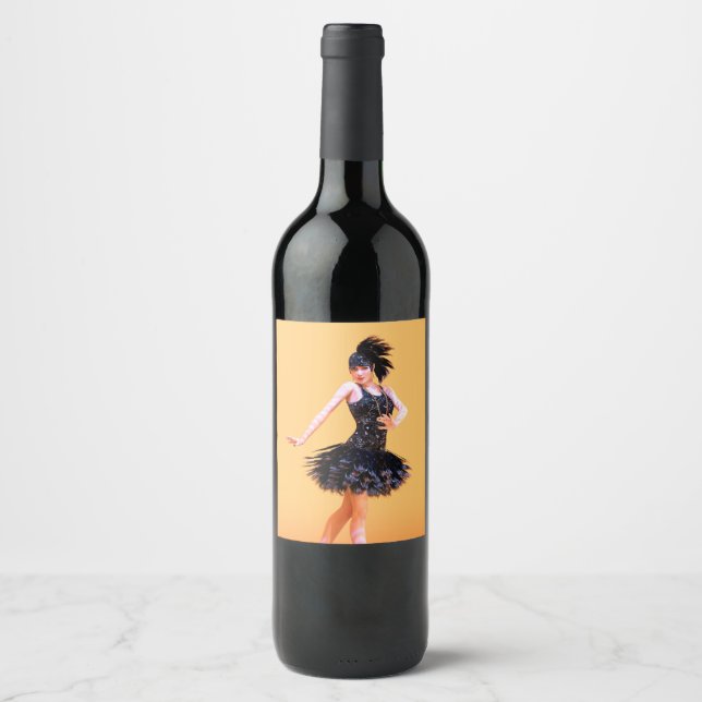 Flapper Dancing Vintage Wine Label (Front)