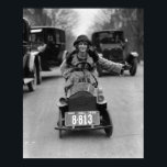 Flapper Driving Pedal Car, 1924. Vintage Photo Poster<br><div class="desc">A flapper girl sitting in a pedal car in busy traffic. Washington,  D.C.,  1924.</div>