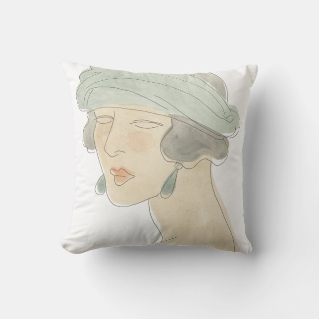 Flapper Fashion Sketch - Portrait Cushion (Front)