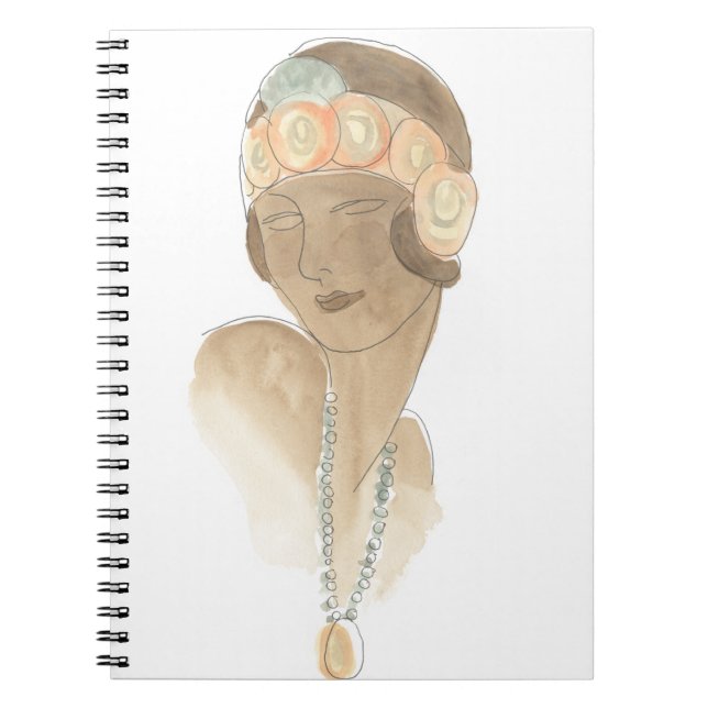 Flapper Fashion Sketch - Woman with Hairpiece Notebook (Front)