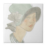 Flapper Fashion Sketch - Woman with Hat Ceramic Tile<br><div class="desc">Flapper Fashion Sketches I by June Erica Vess. | 139025D</div>